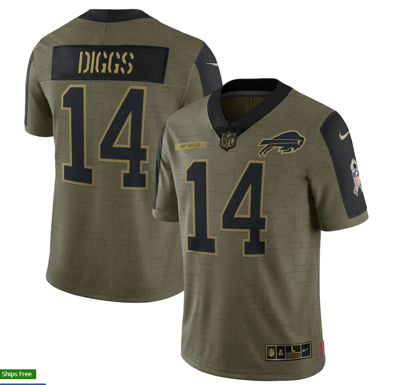 Men's Buffalo Bills #14 Stefon Diggs 2021 Olive Salute To Service Limited Stitched Men's Buffalo Bills #14 Stefon Diggs 2021 Olive Salute To Service Limited Stitched